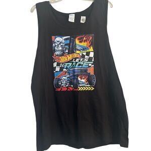 NWOT Port and Company Men's Cut Black Tank Top Hot Wheels Let's Race Size XL